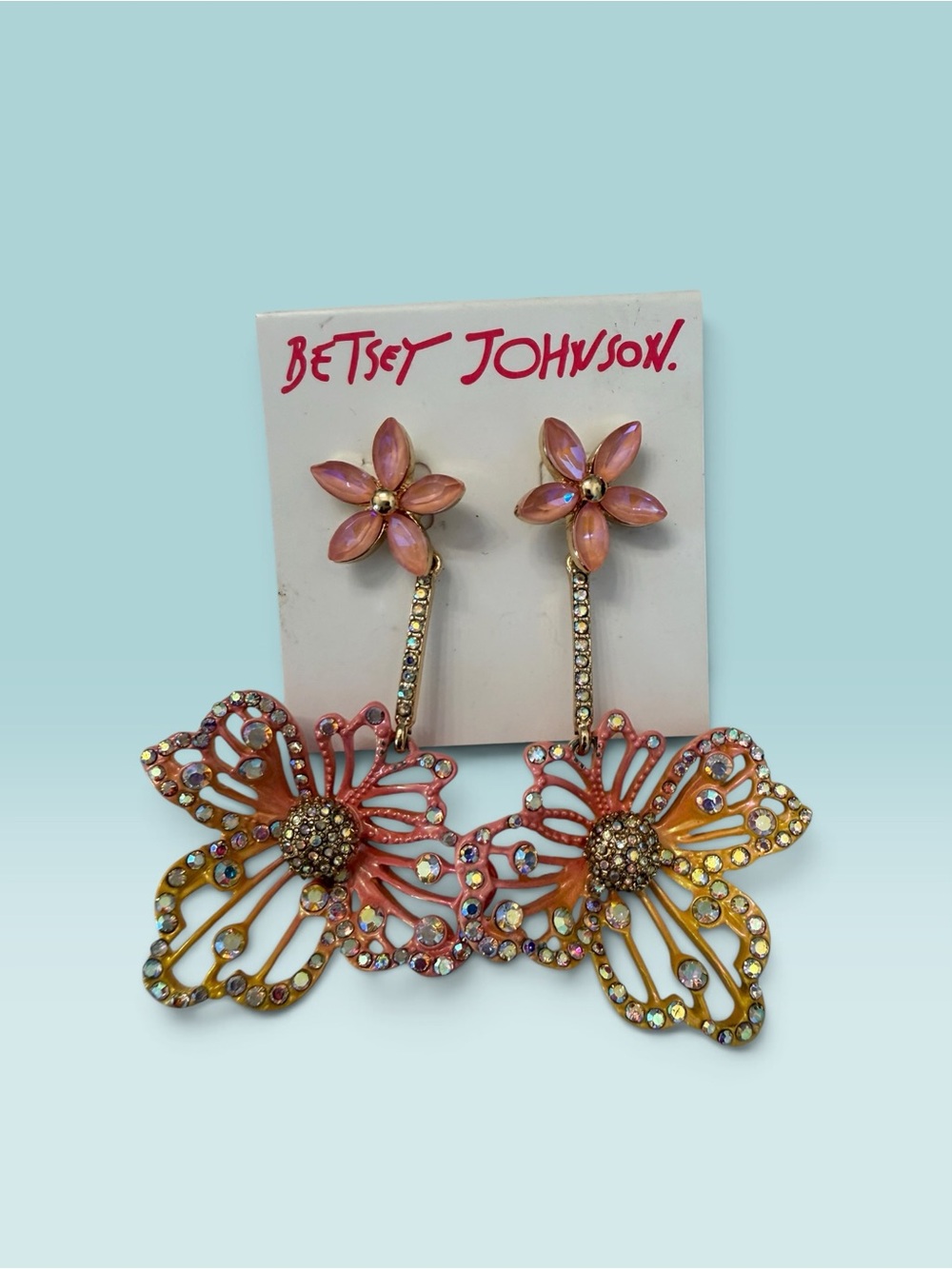 Betsey Johnson Garden Glam Openwork Flower Drop Earrings